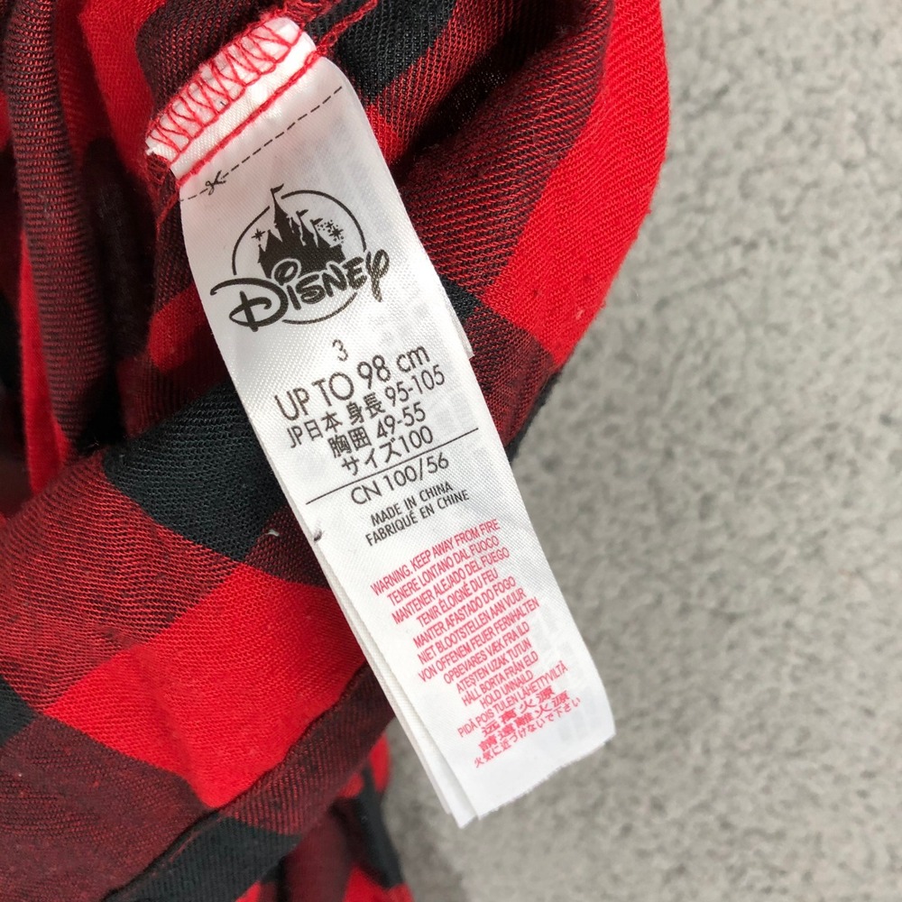 Disney Mickey Mouse Christmas Pajama Top Red Black Buffalo Plaid Toddler Size 3 - Picture 12 of 13